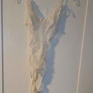 Frederick's of Hollywood Sheer Lace Chemise in Cream